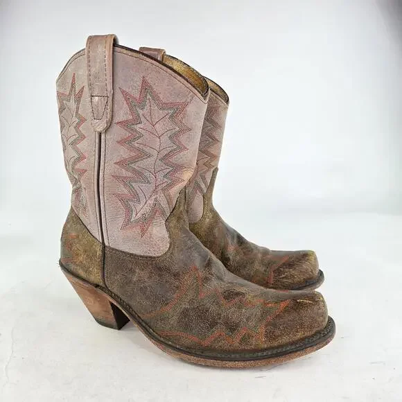 Double-H Womens DH5209 Two Tone Leather Boot US 9.5 M Short Western Cowgirl Boot - Picture 4 of 10